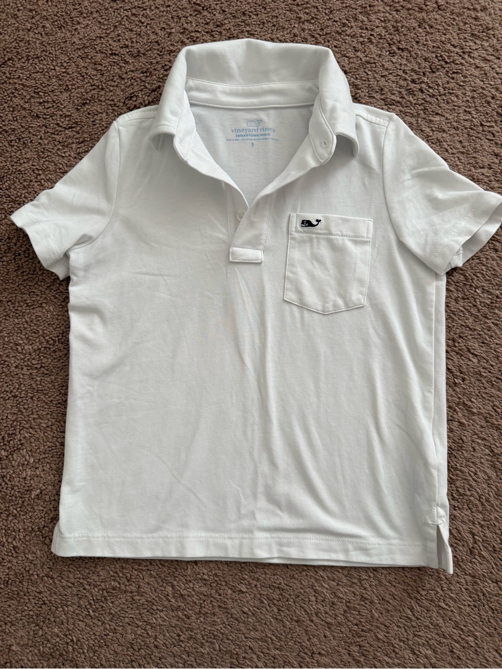 Vineyard Vines Boy's White Pocket Polo Shirt